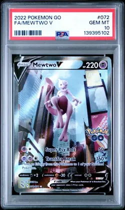 2022 POKEMON GO #072 FULL ART/MEWTWO V PSA 10 - Image 1
