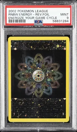 2002 POKEMON LEAGUE ENERGIZE YOUR GAME CYCLE RAINBOW ENERGY-REVERSE FOIL PSA 9 - Image 1