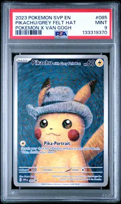 2023 POKEMON SVP EN-SV BLACK STAR PROMO #085 PIKACHU WITH GREY FELT HAT PSA 9 - Image 1