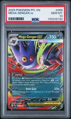 2025 POKEMON PFL EN-PHANTASMAL FLAMES #056 MEGA GENGAR EX PSA 10 - Image 1