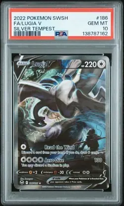 Pokemon Lugia V 2022 SWSH Silver Tempest #186 FA PSA 10 - Image 1