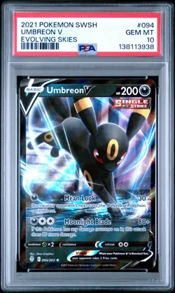 2021 Pokemon Sword & Shield Evolving Skies #094 Umbreon V PSA10 - Image 1