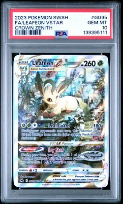 2023 POKEMON SWORD & SHIELD CROWN ZENITH #GG35 FULL ART/LEAFEON VSTAR PSA 10 - Image 1