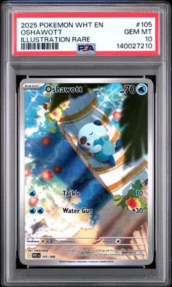 2025 POKEMON WHT EN-WHITE FLARE ILLUSTRATION RARE #105 OSHAWOTT PSA 10 - Image 1