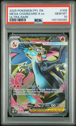 2025 POKEMON PFL EN-PHANTASMAL FLAMES ULTRA RARE #109 MEGA CHARIZARD X EX PSA 10 - Image 1