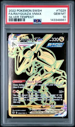 2022 POKEMON SWORD & SHIELD SILVER TEMPEST #TG29 FULL ART/RAYQUAZA VMAX PSA 10 - Image 1