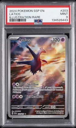 2024 POKEMON SSP EN-SURGING SPARKS ILLUSTRATION RARE #203 LATIOS PSA 9 - Image 1