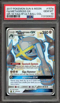 Pokemon Metagross GX Hidden Fates Ultra Ball Coll. Full Art Promo #157a PSA 10 - Image 1