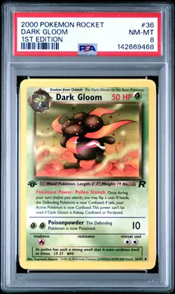 2000 POKEMON ROCKET 1ST EDITION #36 DARK GLOOM PSA 8 - Image 1