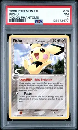 2006 POKEMON EX HOLON PHANTOMS #76 PICHU PSA 7 - Image 1