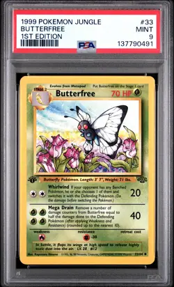 1999 POKEMON JUNGLE 1ST EDITION #33 BUTTERFREE PSA 9 - Image 1