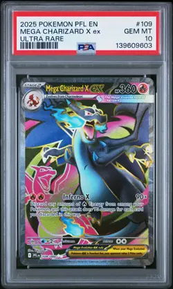 2025 POKEMON PFL EN-PHANTASMAL FLAMES ULTRA RARE #109 MEGA CHARIZARD X EX PSA 10 - Image 1