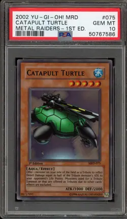 Yu-Gi-Oh! Catapult Turtle Metal Raiders 1st Edition Super Rare MRD-075 PSA 10 - Image 1