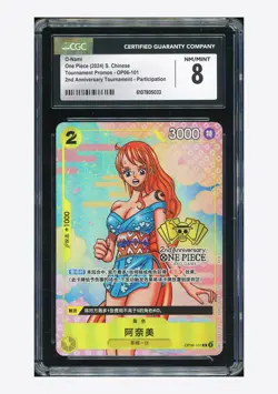 One Piece CGC 8 O-Nami R Promo 2024 OP06-101 2ND Anniversary Tournament Chinese - Image 1