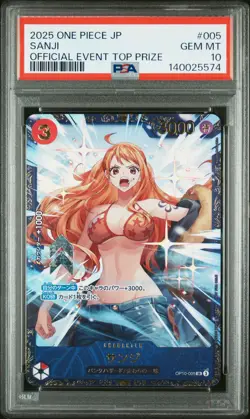 2025 ONE PIECE JPN PROMOS OFFICIAL EVENT TOP PRIZE #005 SANJI PSA 10 - Image 1