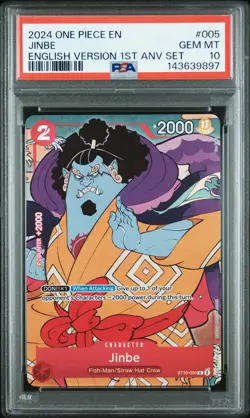 2024 ONE PIECE ENGLISH VERSION 1ST ANNIVERSARY SET #005 JINBE PSA 10 - Image 1
