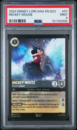 2024 DISNEY LORCANA EN D23-D23 EXPO PROMO MICKEY MOUSE PLAYFUL SORCERER PSA 9 - Image 1
