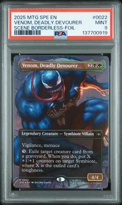 2025 MTG MARVEL'S SPIDER-MAN ETERNAL BORDERLESS VENOM DEADLY DEVOURER PSA 9 - Image 1