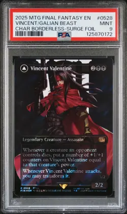 2025 MTG FINAL FANTASY BORDERLESS-SURGE GALIAN BEAST/VINCENT VALENTINE PSA 9 - Image 1
