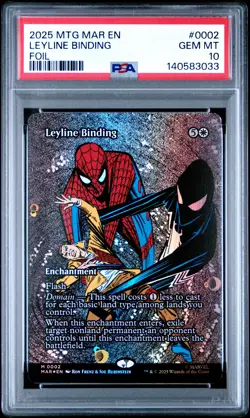 2025 MTG MARVEL'S SPIDER-MAN: SOURCE MAT FOIL #0002 LEYLINE BINDING PSA 10 - Image 1