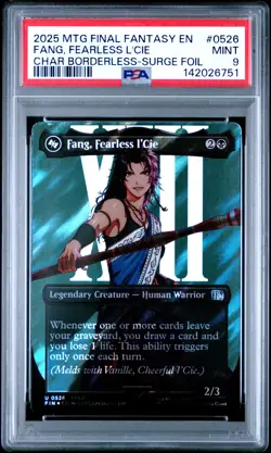 2025 MTG FINAL FANTASY BORDERLESS-SURGE FOIL FANG FEARLESS L'CIE PSA 9 - Image 1