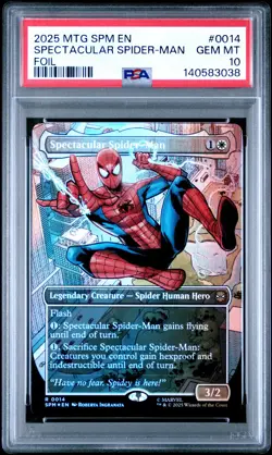 2025 MTG MARVEL'S SPIDER-MAN FOIL #0014 SPECTACULAR SPIDER-MAN PSA 10 - Image 1