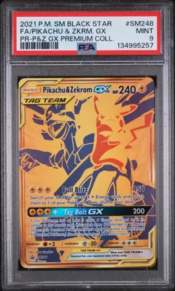 Pokemon Sun & Moon PIKACHU & ZEKROM GX Black Star Promo PSA 9 #SM248 - Image 1