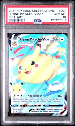 2021 POKEMON CELEBRATIONS #007 FULL ART/FLYING PIKACHU VMAX PSA 10 - Image 1