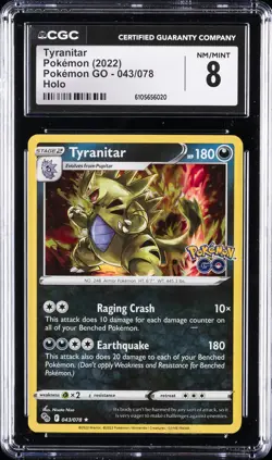 2022 POKEMON GO HOLO #43 TYRANITAR CGC 8 - Image 1