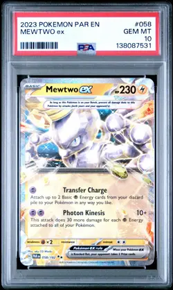 2023 POKEMON PAR EN-PARADOX RIFT #058 MEWTWO EX PSA 10 - Image 1