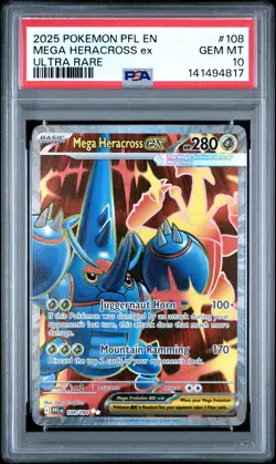 2025 POKEMON PFL EN-PHANTASMAL FLAMES ULTRA RARE #108 MEGA HERACROSS EX PSA 10 - Image 1
