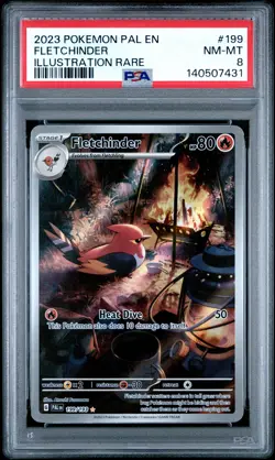 2023 POKEMON PAL EN-PALDEA EVOLVED ILLUSTRATION RARE #199 FLETCHINDER PSA 8 - Image 1