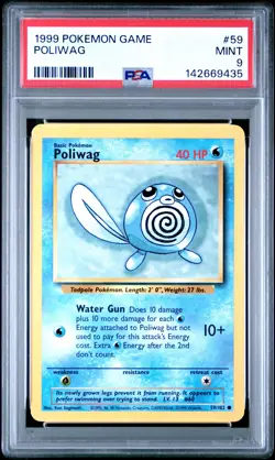 1999 POKEMON BASE SET UNLIMITED #59 POLIWAG PSA 9 - Image 1