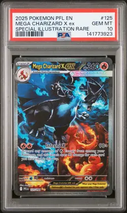2025 POKEMON PFL EN-PHANTASMAL FLAMES #125 MEGA CHARIZARD X EX PSA 10 - Image 1