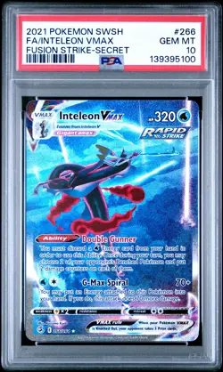2021 POKEMON SWORD & SHIELD FUSION STRIKE SECRET FULL ART/INTELEON VMAX PSA 10 - Image 1