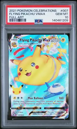 2021 POKEMON CELEBRATIONS #007 FULL ART/FLYING PIKACHU VMAX PSA 10 - Image 1