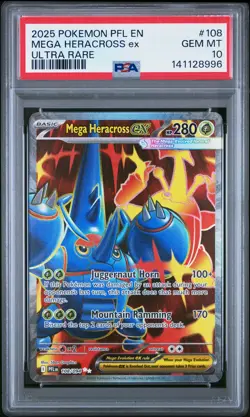 2025 POKEMON PFL EN-PHANTASMAL FLAMES ULTRA RARE #108 MEGA HERACROSS EX PSA 10 - Image 1
