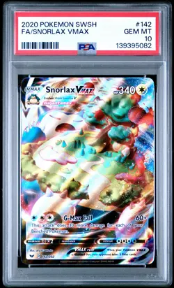 2020 POKEMON SWORD & SHIELD #142 FULL ART/SNORLAX VMAX PSA 10 - Image 1