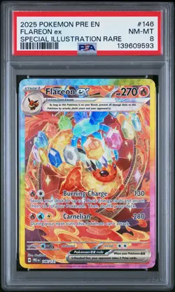 2025 POKEMON PRE SPECIAL ILLUSTRATION RARE #146 FLAREON EX PSA 8 - Image 1