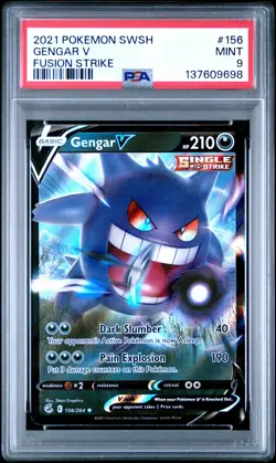 2021 POKEMON SWORD & SHIELD FUSION STRIKE #156 GENGAR V PSA 9 - Image 1