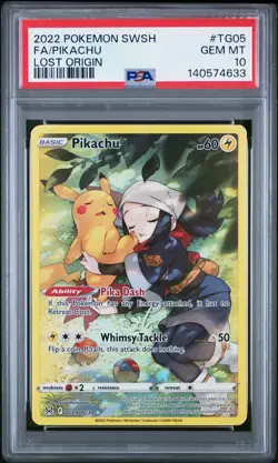 2022 POKEMON SWORD & SHIELD LOST ORIGIN #TG05 FULL ART/PIKACHU PSA 10 - Image 1