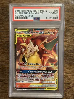 2019 Pokemon Sun & Moon Charizard Braixen GX Cosmic Eclipse #22/236 PSA 10 - Image 1