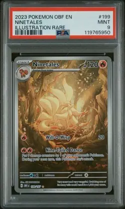2023 POKEMON OBF EN-OBSIDIAN FLAMES #199 NINETALES ILLUSTRATION RARE - PSA 9 - Image 1
