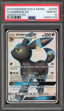 Pokemon Umbreon GX Hidden Fates Full Art #SV69 PSA 10 Gem Mint - Image 1