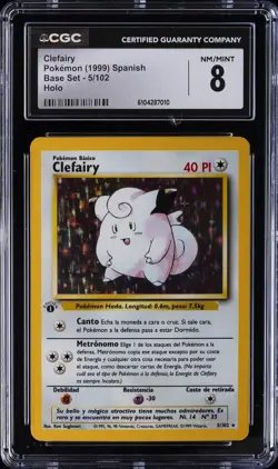 1999 POKEMON SPANISH BASE SET HOLO #5/102 CLEFAIRY CGC 8 - Image 1