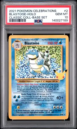 2021 POKEMON CELEBRATIONS CLASSIC COLLECTION #2 BLASTOISE-HOLO PSA 10 - Image 1