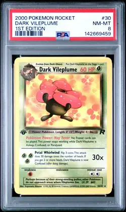 2000 POKEMON ROCKET 1ST EDITION #30 DARK VILEPLUME PSA 8 - Image 1