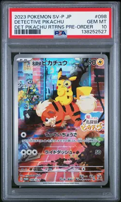 2023 POKEMON JPN SV-P PROMO #098 DETECTIVE PIKACHU PSA 10 - Image 1
