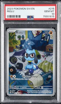 2023 POKEMON SVI EN-SCARLET & VIOLET ILLUSTRATION RARE #215 RIOLU PSA 10 - Image 1