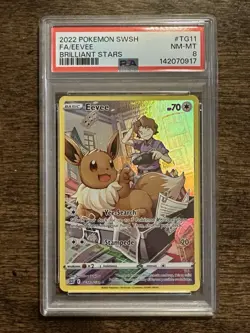 2022 POKEMON SWORD & SHIELD BRILLIANT STARS #TG11 FULL ART EEVEE PSA 8 - Image 1